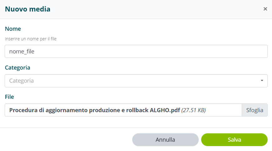 Finestra di caricamento file