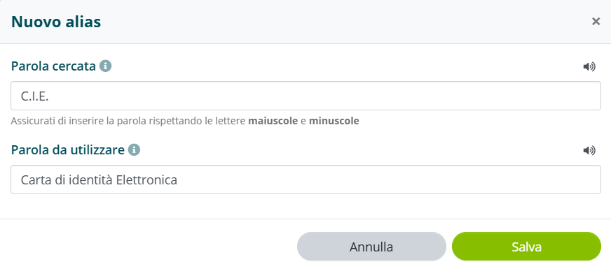 Espansione acronimo C.I.E. in sintesi vocale