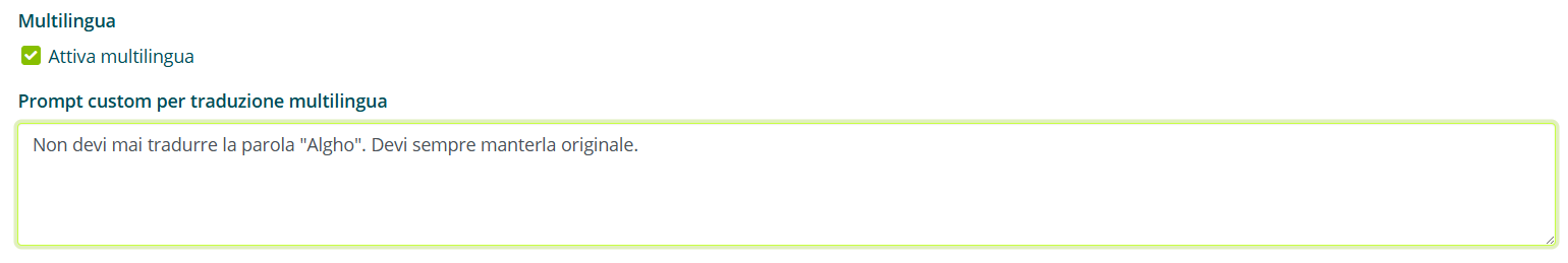 Prompt personalizzato per la traduzione multilingua