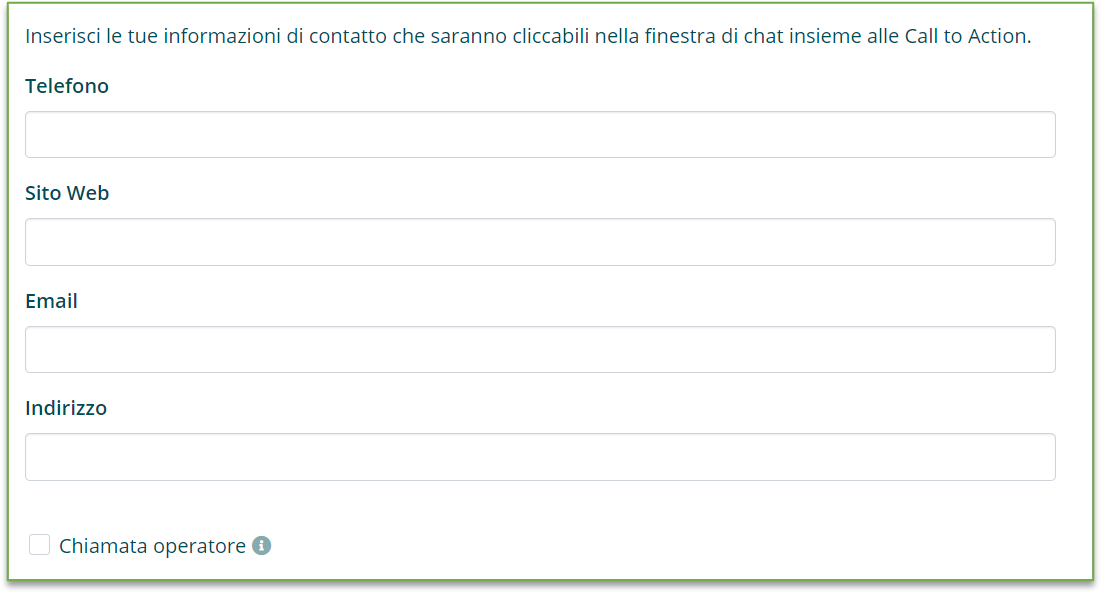 Impostazioni Call to action