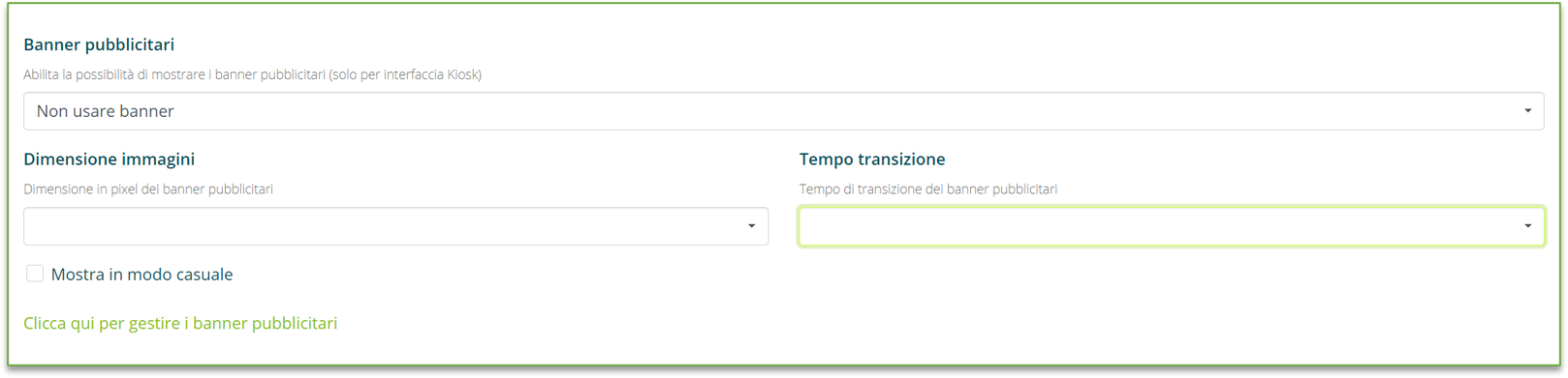 Impostazioni banner pubblicitari