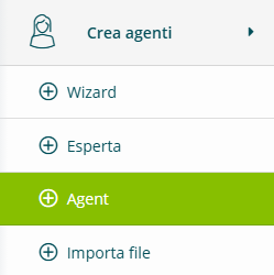 Pulsante Crea Agenti nel menu di sinistra