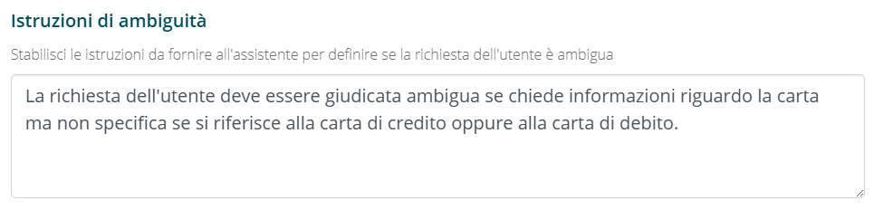 Campo istruzioni di ambiguità per la ricerca Proattiva