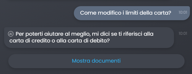 Documentazione mostrata dopo la risposta - stato ON