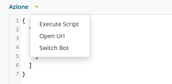 Menu Azione con opzioni Execute Script e Open URL