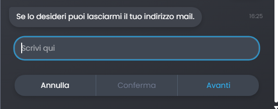 Opzione Avanti per saltare una domanda non obbligatoria