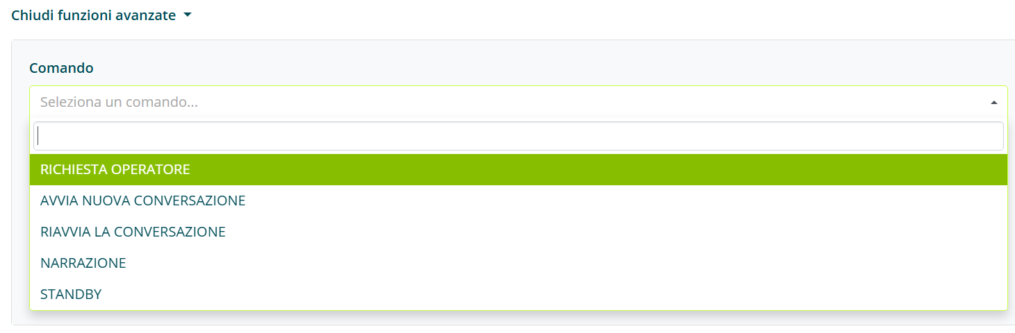 Menu Comando con opzioni post-compilazione