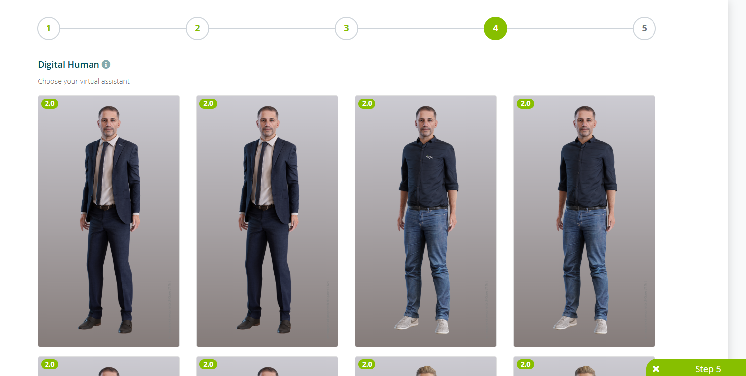 Quarto step del Wizard: selezione Digital Human