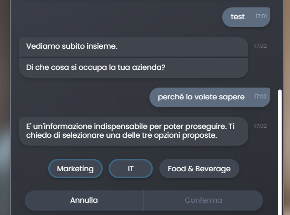 Opzione Non ripetere la domanda in caso di errore