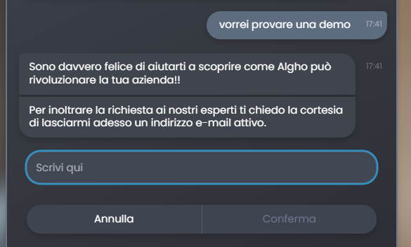 Form con pulsante Annulla visibile per l’interruzione manuale