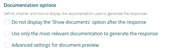 Sezione Opzioni documentazione