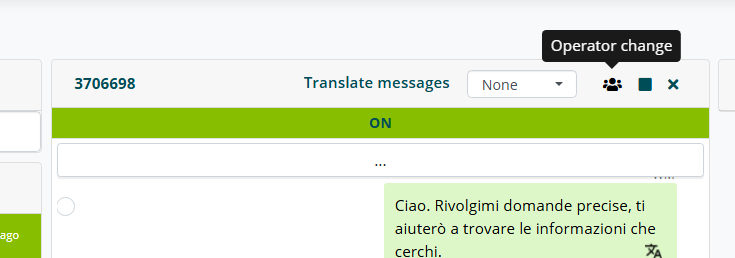 Icona cambio operatore in alto nella chat